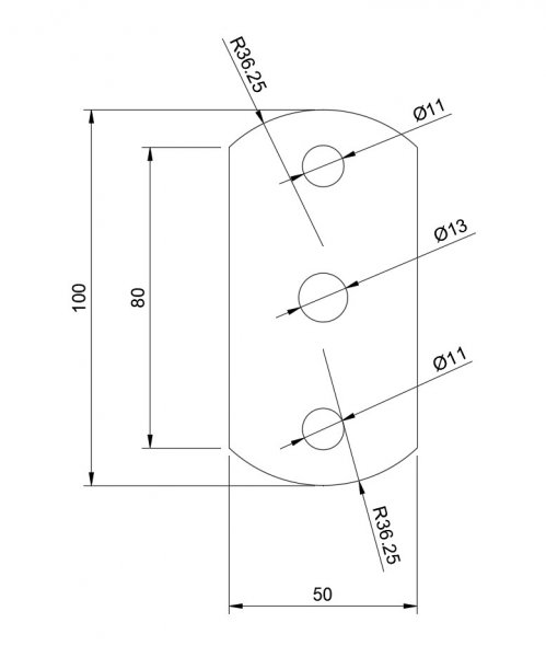 Stahl Ankerplatte Bodenplatte Flansch Fu&szlig;platte Halteplatte 50x100 - S355 - 6mm - Loch