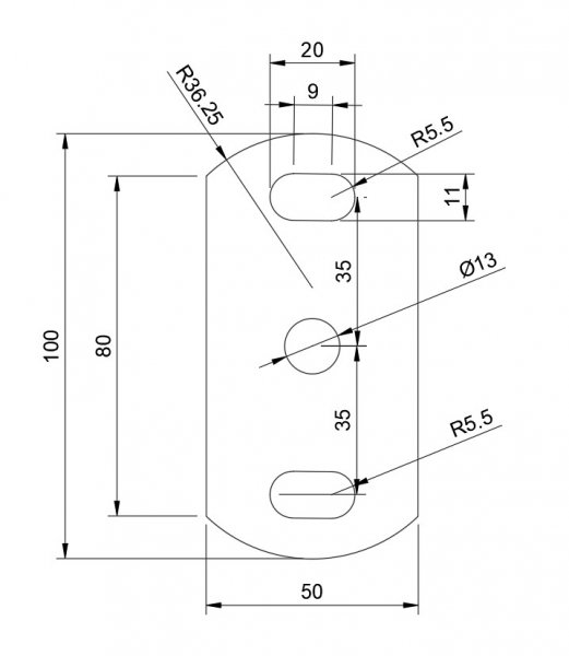 Stahl Ankerplatte Bodenplatte Flansch Fu&szlig;platte Halteplatte 50x100 - S355 - 6mm - Langloch