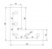 Stahlplatte, Winkelplatte, Lochplatte, L-Platte, Ankerplatte - Stahl S355, 4-6-8mm - 120x40